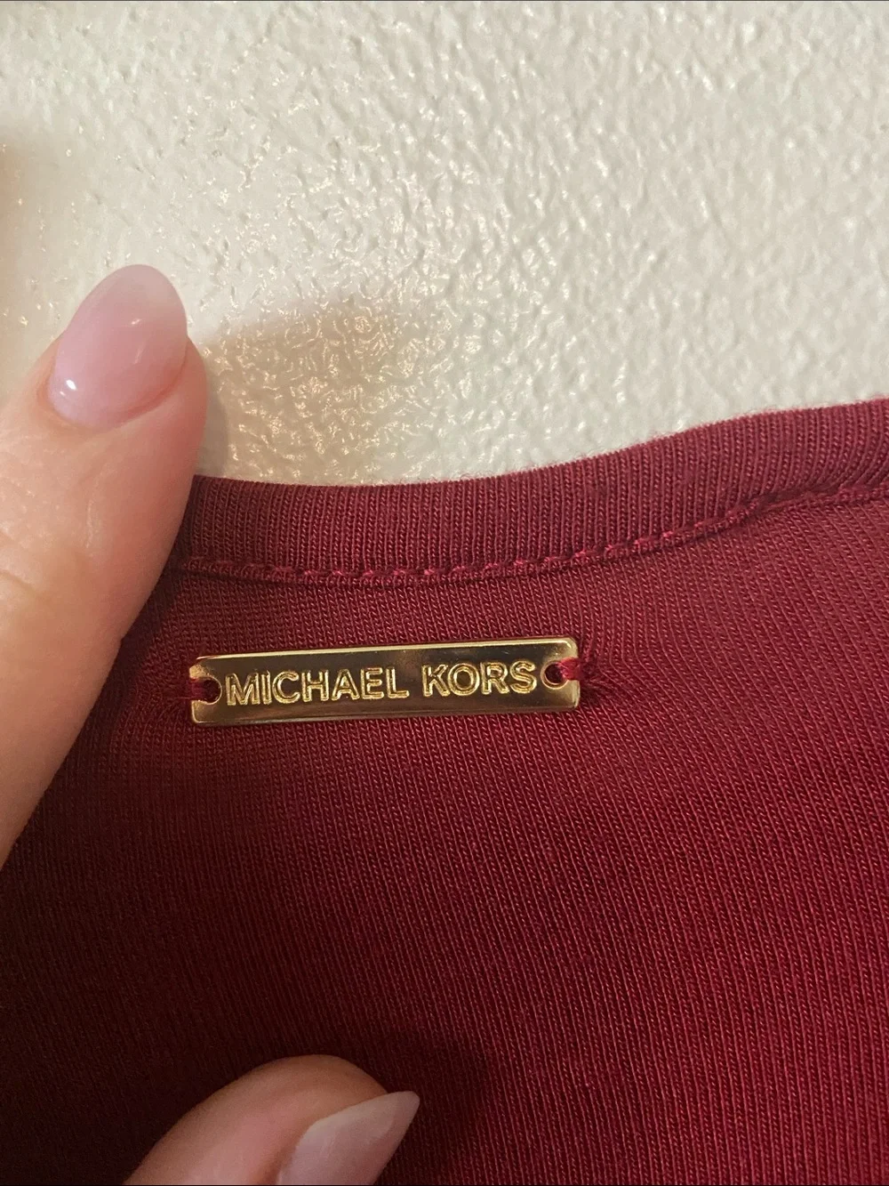Michael Kors Burgundy Layered Hem Long-Sleeve Top